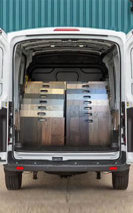 4J Mobile Flooring van with samples